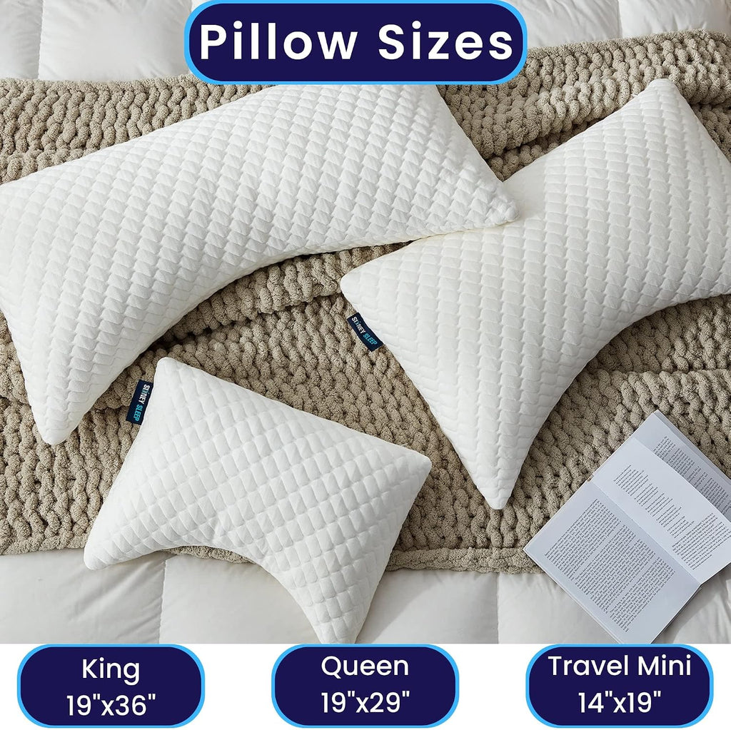 Sidney Sleep Mini Travel Size Neck Pillow - Knee, Back Lumbar and Support - Small Curved Pillow - 14 x 19 Inches - Adjustable Loft…