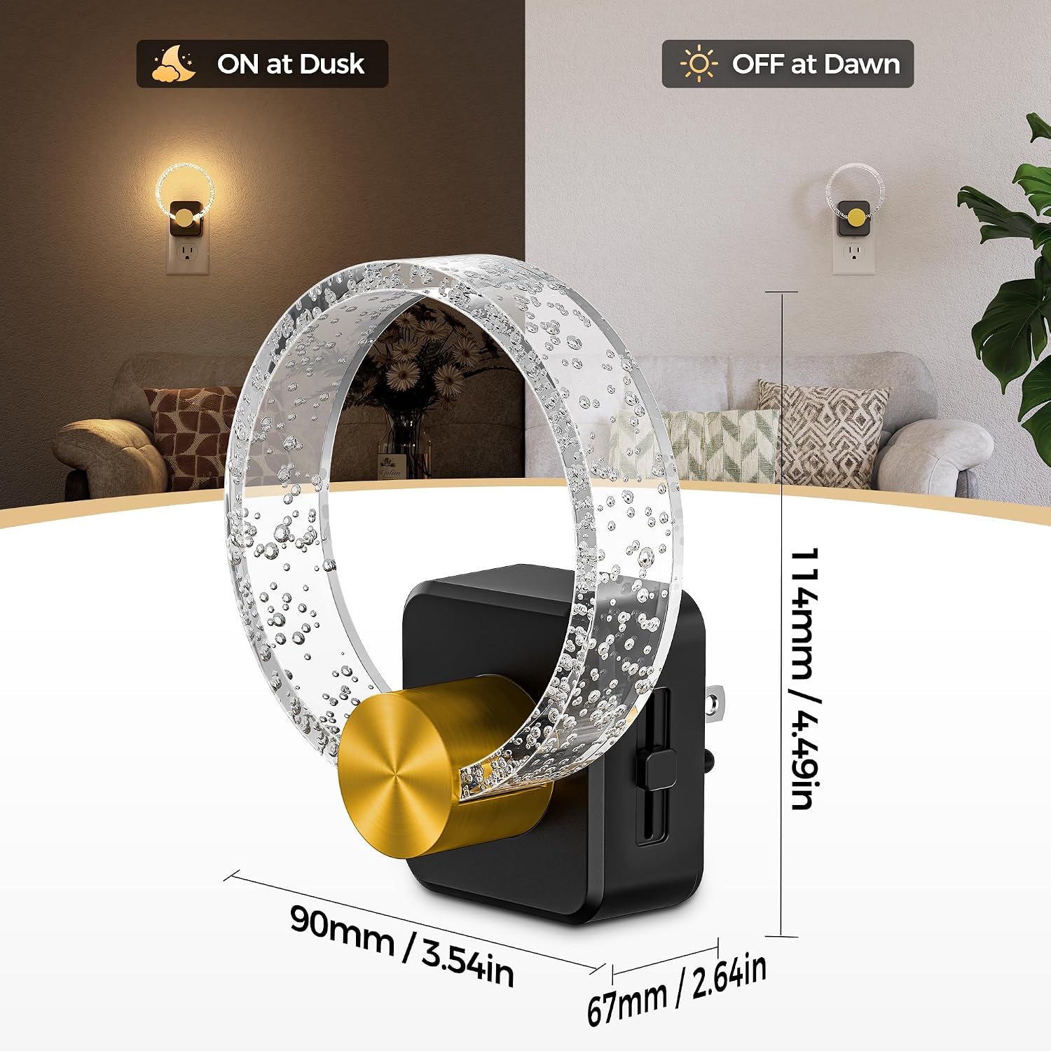 DORESshop LED Night Light, Decorative Night Light Plug Into Wall with Dusk-to-Dawn Sensor, Dimmable Nightlights, Adjustable Brightness…