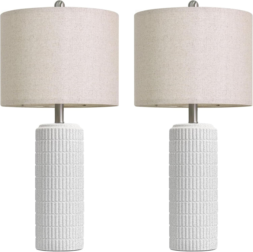 PoKat 27.5'' Tall Table Lamps for Living Room Set of 2, Stone-Like Ceramic Bedroom Lamps for Night Stands, Farmhouse Bedside Lamps for…