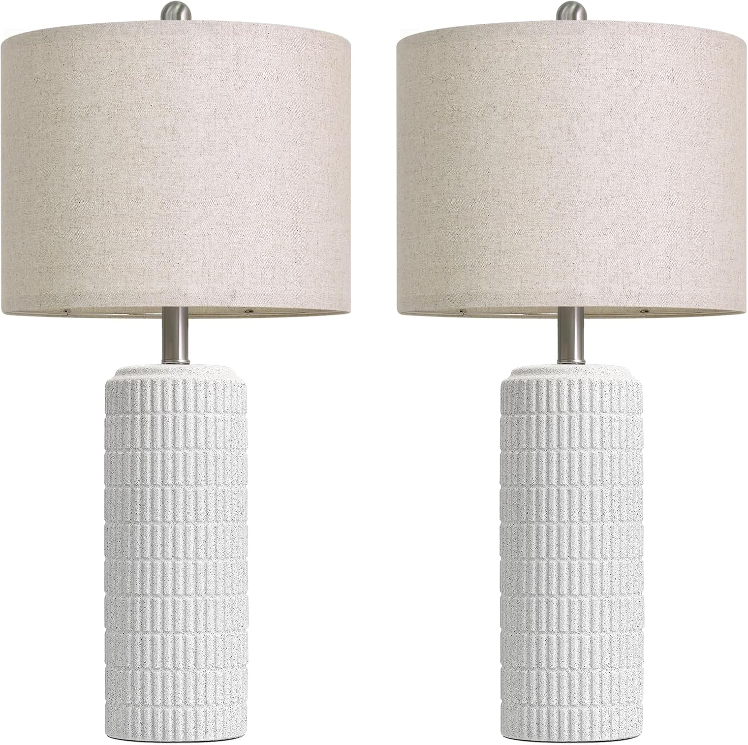 PoKat 27.5'' Tall Table Lamps for Living Room Set of 2, Stone-Like Ceramic Bedroom Lamps for Night Stands, Farmhouse Bedside Lamps for…