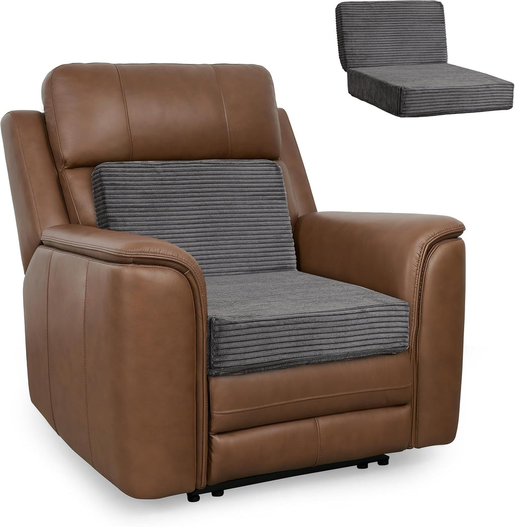 HIGOGOGO Corduroy Recliner Chair Cushion with Lumbar Support Pillow Soft Non-Slip 4" Thick Seat Pad Prevent Buttocks & Back Pain in…