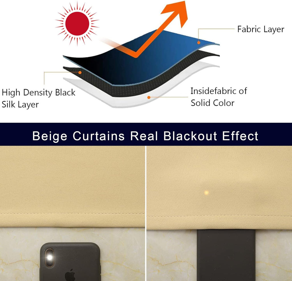 Pickluc Blackout Curtain 96 Inches Long 2 Panels, Light Blocking Window Drapes for Living Room, Thermal Insulated, Noise Reduction, Privacy…