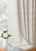 Threegirlshome THREE GIRLS Pinch Pleated Plaid Curtains Blackout Linen Gingham Grey Curtains for Living Room, Bedroom Checkered 84 Inches Lo…