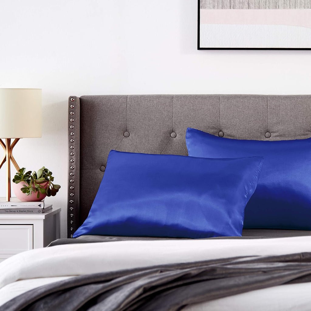 MorningGlamour Morning Glamour Satin Pillowcases for Hair & Skin, Similar to Silk, Standard/Queen Size Set of 2, Cooling Pillow Case with E…
