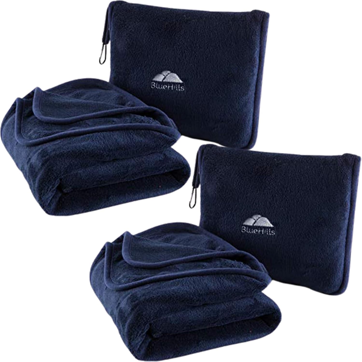 BlueHills Premium Soft 2-Pack Travel Blanket Pillows Airplane Large Plane Flight Throw Blankets for Two in Bag Compact Traveling…
