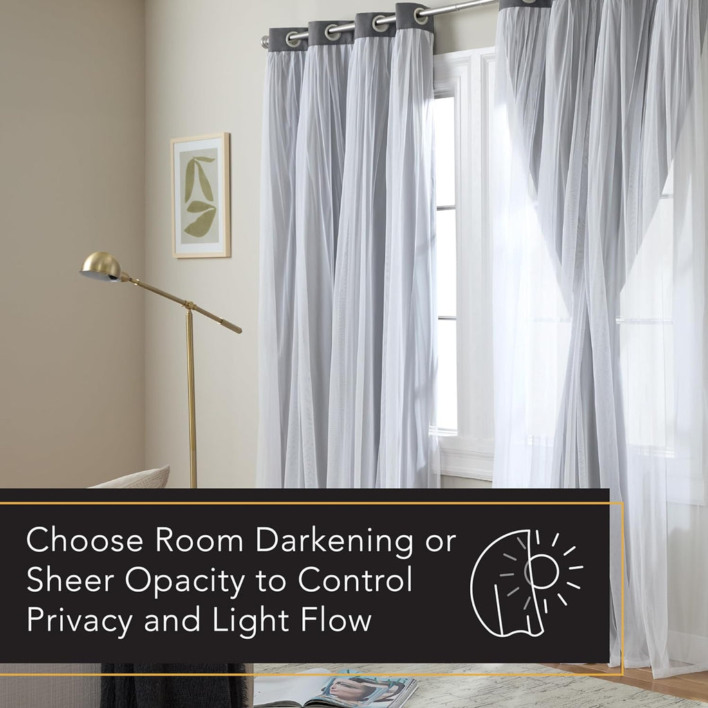 TOWN & COUNTRY LUXE Talia Double Layer Indoor Curtains, Sheer and Room Darkening Blackout, Grommet Top, Energy Efficient, 2-Pack Set…