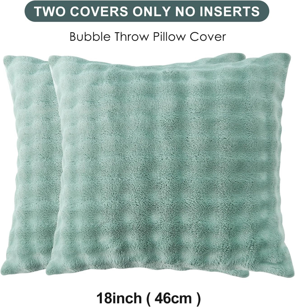 Sochow Decorative Throw Pillow Covers 18x18 Inches Set of 2, Soft Bubble Fleece Pillowcase Square Cushion Covers for Sofa Couch Bed, Sage G…