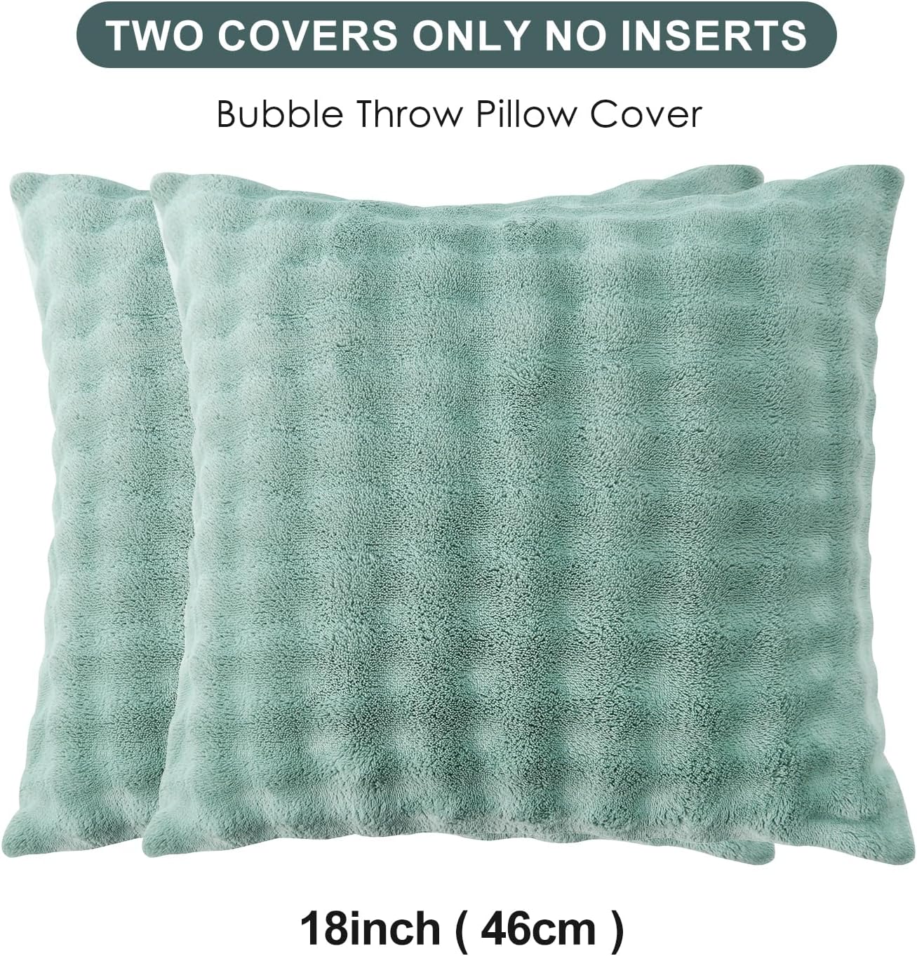 Sochow Decorative Throw Pillow Covers 18x18 Inches Set of 2, Soft Bubble Fleece Pillowcase Square Cushion Covers for Sofa Couch Bed, Sage G…