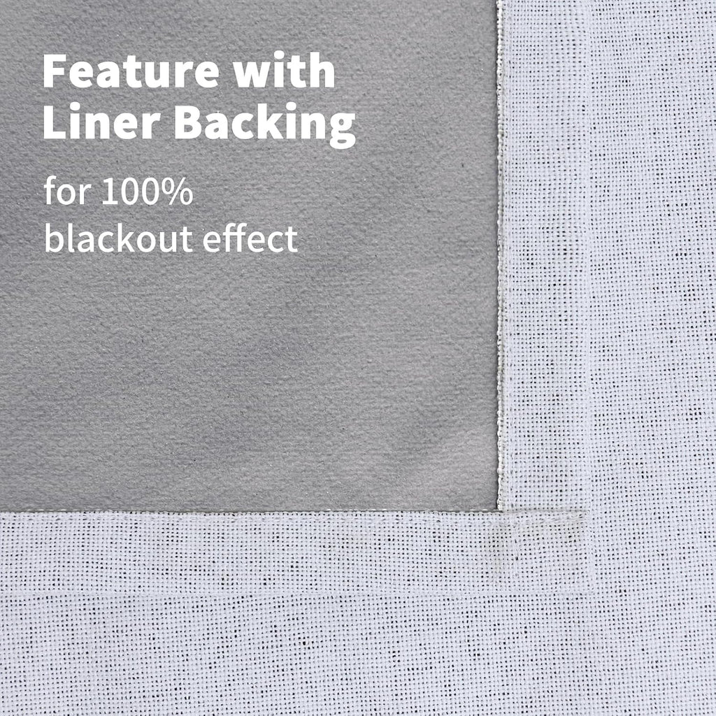 YoungsTex White Linen Blackout Curtains 72 Inches Long for Living Room, Thermal Insulated Winter Drapes with Grommet Energy Saving for Bedr…