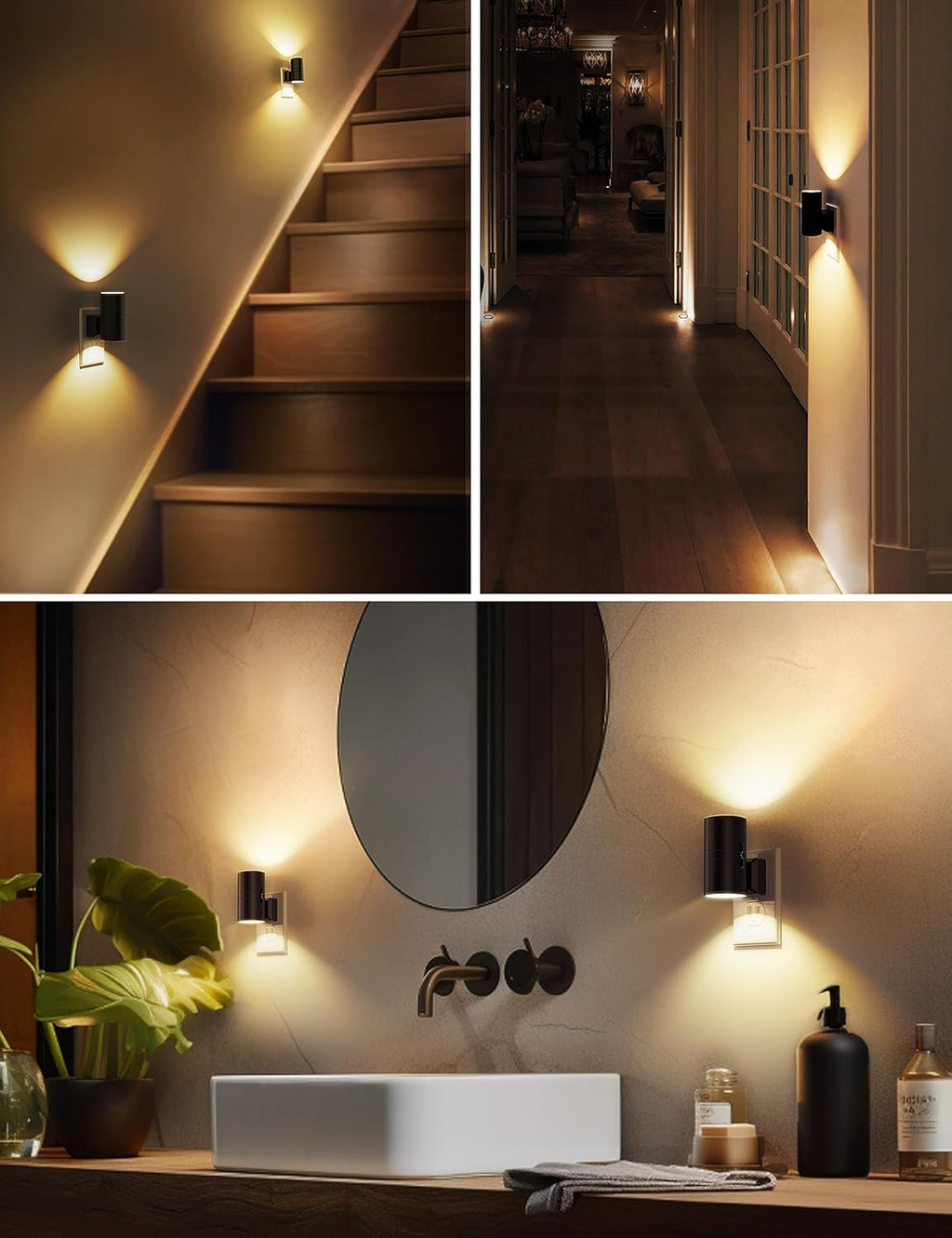L LOHAS LED Night Light Plug in, 4 Pack, Dimmable Night Lights Plug into Wall, Light Sensor Nightlight, Soft White 3000K with Black…