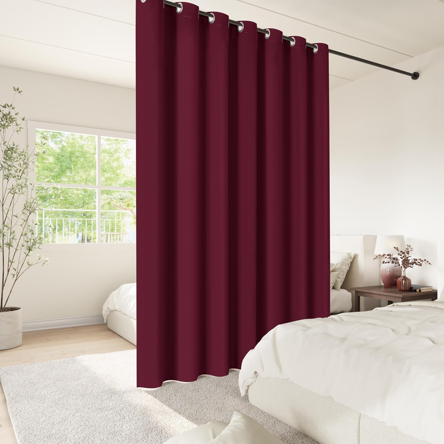 ChrisDowa Room Divider Curtain 108 Inches Long, Wide Blackout Sliding Door Curtain for Bedroom, Room Darkening Privacy Window Curtain for P…