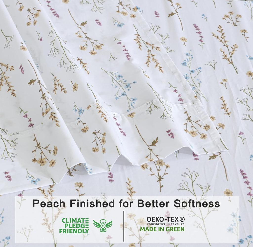 Ruvanti 100% Cotton Organic Percale Sheets Full Size – Crisp Cooling Bed Sheets for Hot Sleepers, Deep Pocket 15”, Soft Peach Finish, Breat…