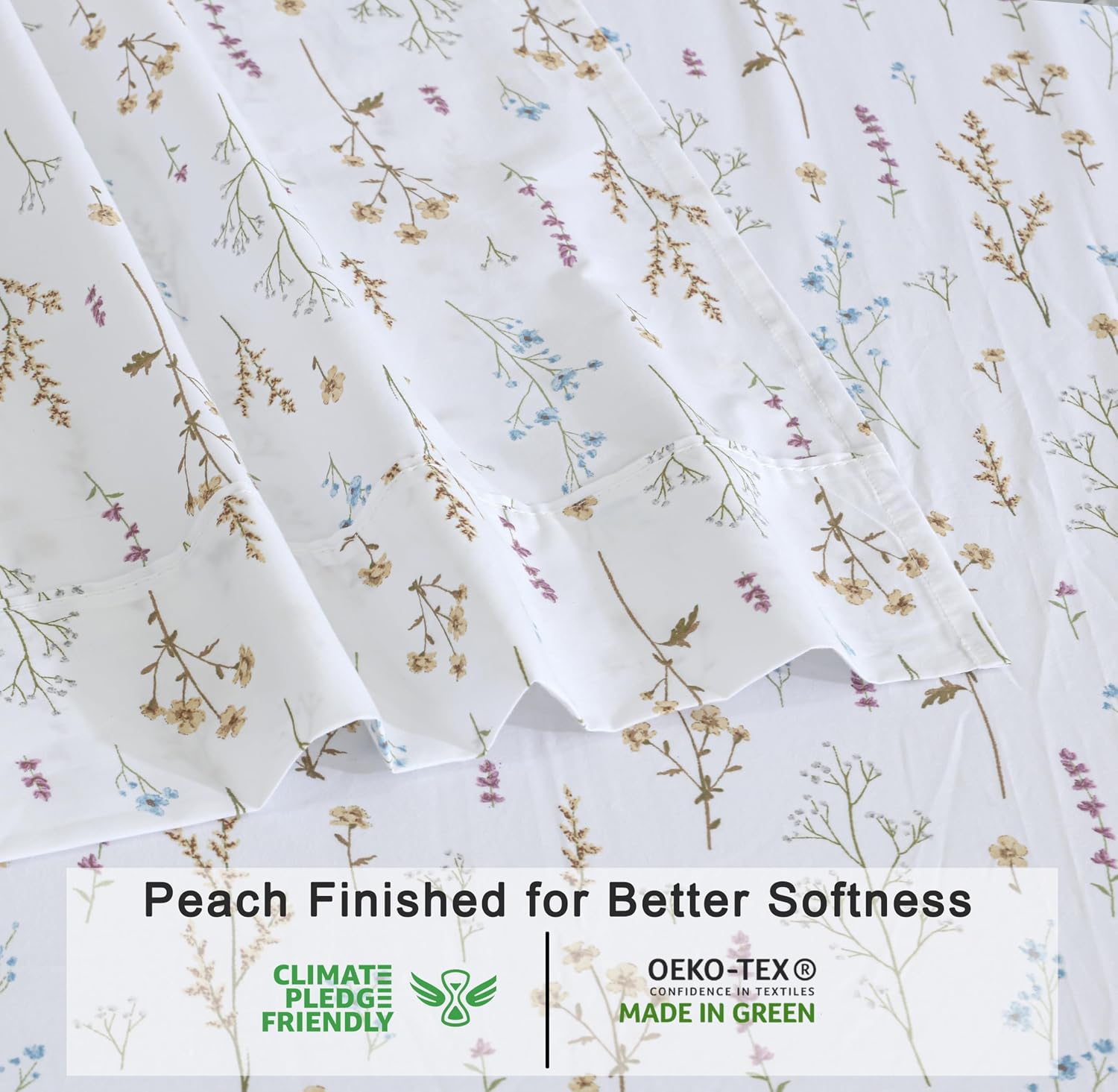 Ruvanti 100% Cotton Organic Percale Sheets Full Size – Crisp Cooling Bed Sheets for Hot Sleepers, Deep Pocket 15”, Soft Peach Finish, Breat…