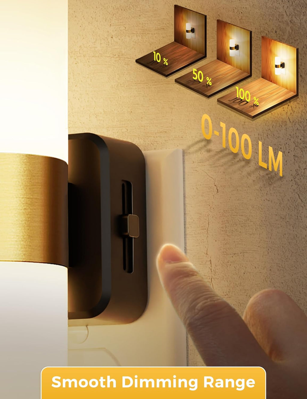 L LOHAS LED Dimmable Night Light 2 Pack, Dusk to Dawn Sensor, Support 0-100 Lumen Brightness Ajdustable, 3000K Soft White