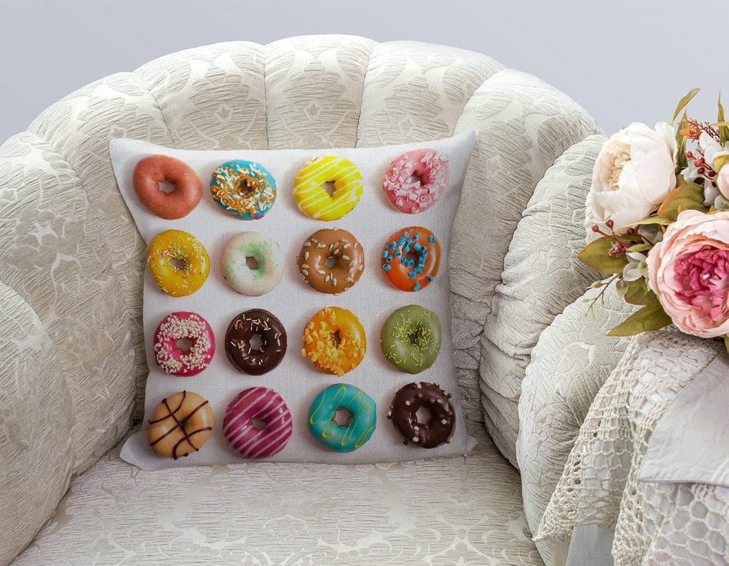 TSSOHU Outdoor Patio Throw Pillow Cover Colorful Donuts Farmhouse Décor Outside Furniture Swing Seat Bench Chair Decorative Cushion Cases…
