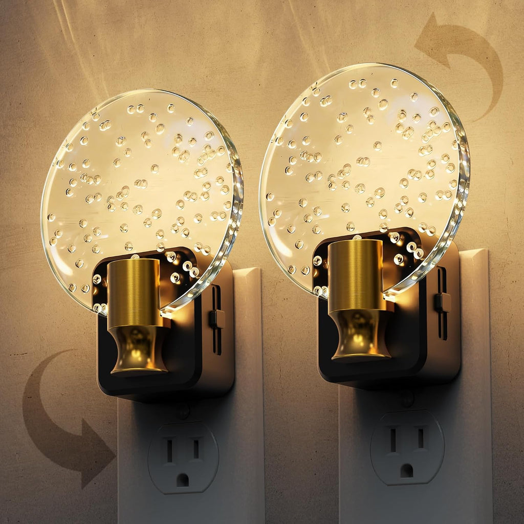 L LOHAS LED Night Lights Plug into Wall, Dusk to Dawn Sensor, 3000K Soft White LED, 180° Rotating Acrylic Bubble Nightlight, 0-100lm…