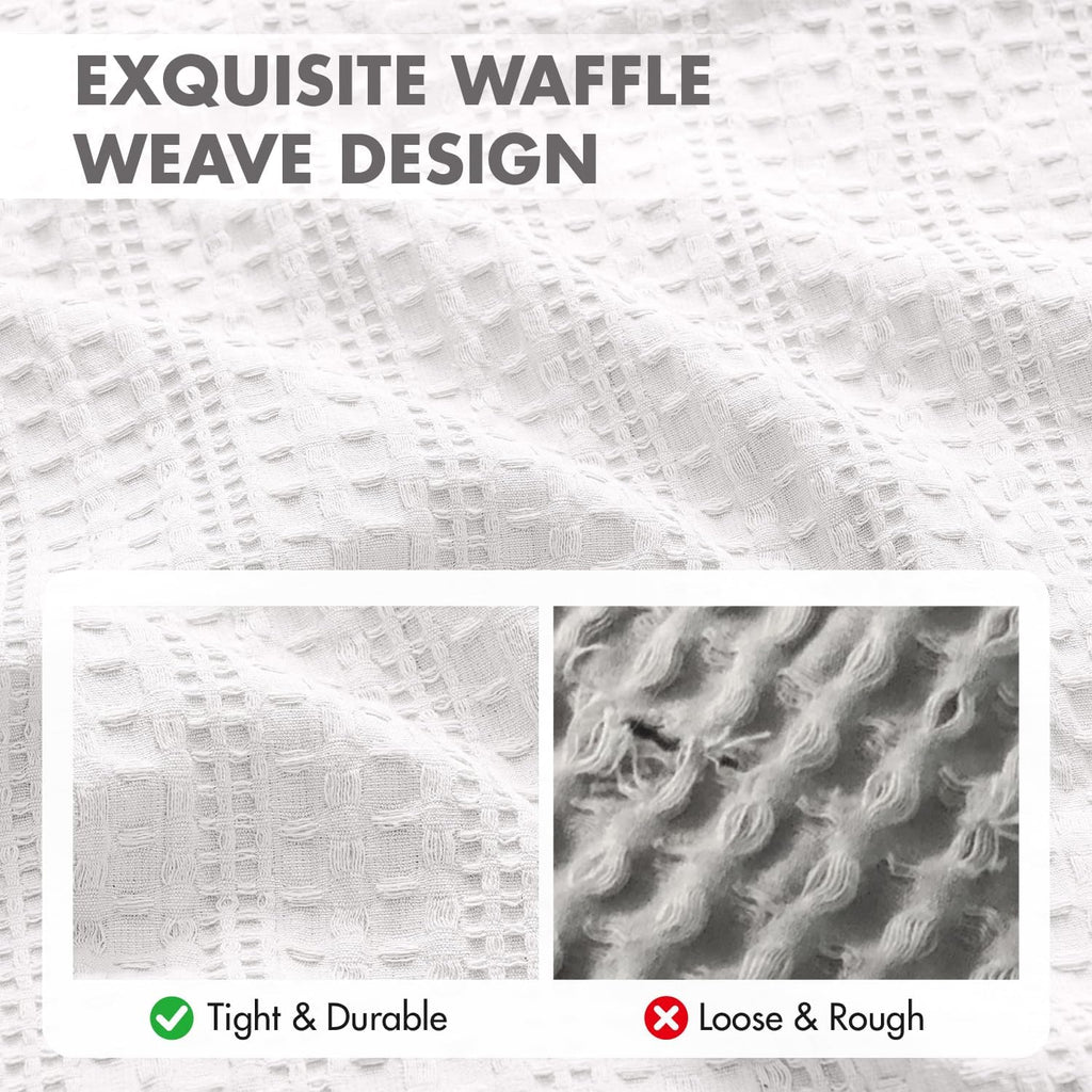 Set of 2 Decorative 100% Cotton Waffle Throw Pillow Covers 20x20, Neutral Euro Shams Weave European Cushion Cases for Couch Sofa Bed…
