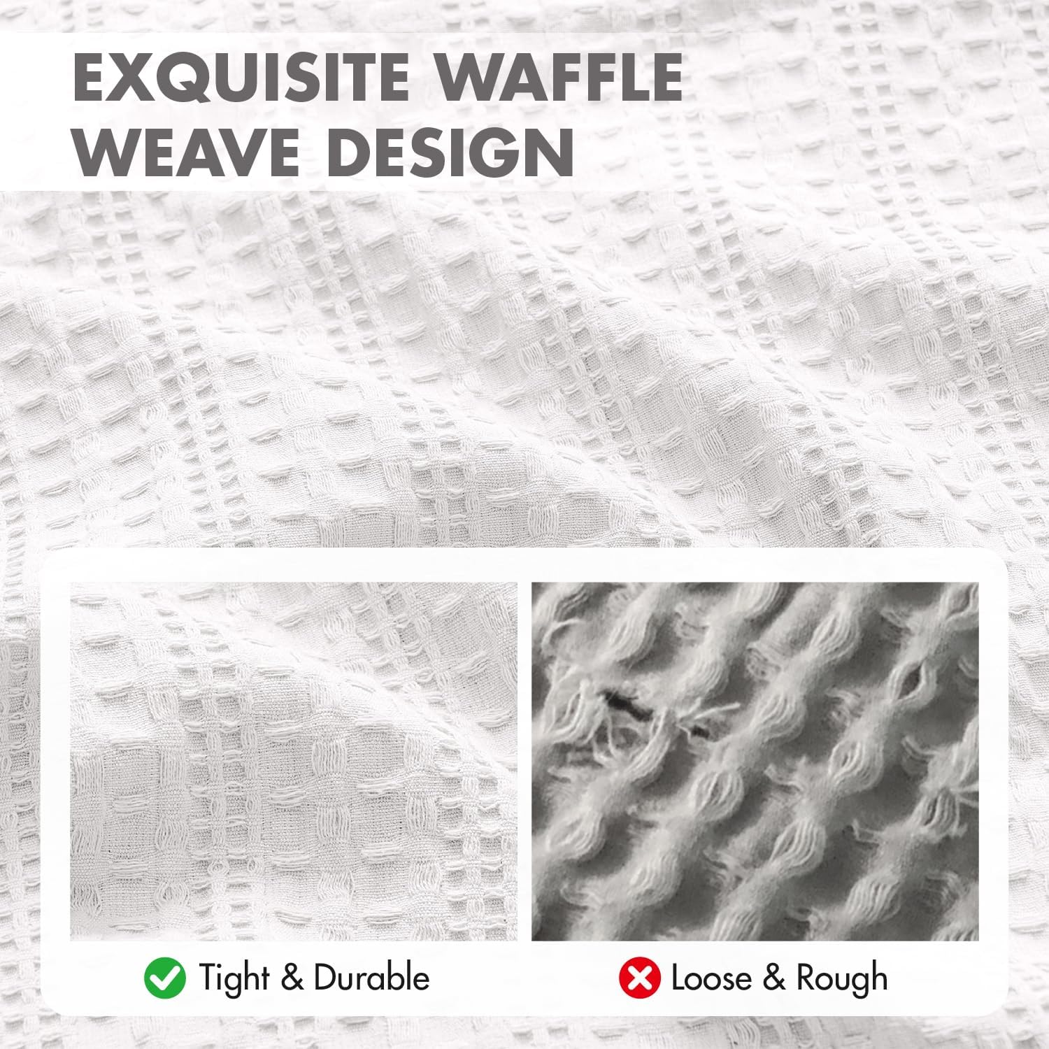 Set of 2 Decorative 100% Cotton Waffle Throw Pillow Covers 20x20, Neutral Euro Shams Weave European Cushion Cases for Couch Sofa Bed…