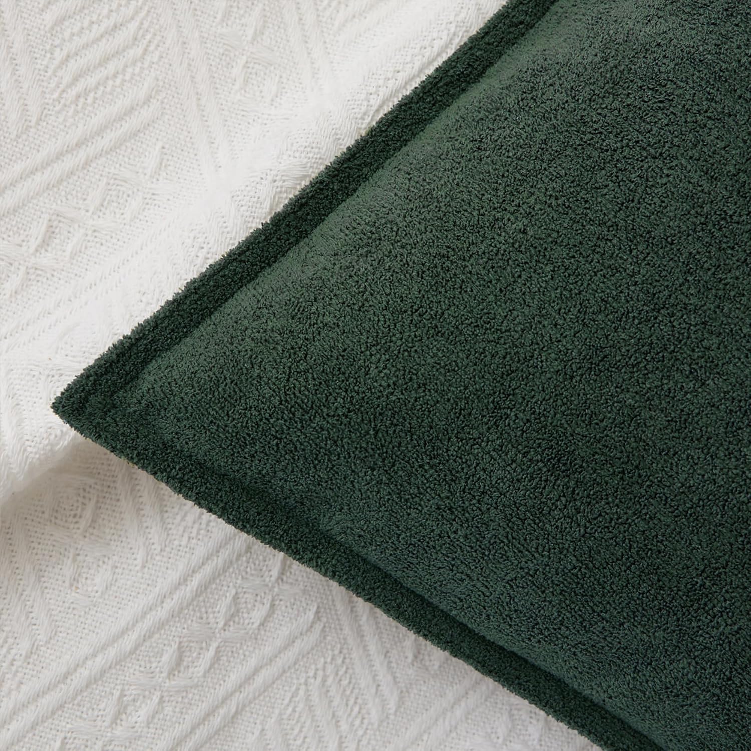 KevinTextile Kevin Textile Spring Decorative Pillow Covers Dark Green 18x18 Inch Pack of 2 Soft Boucle Textured Waterproof Throw Pillowcase…