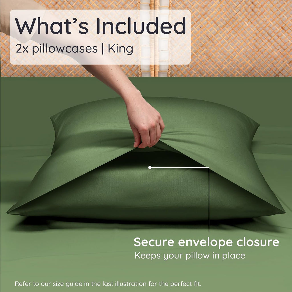 Bambaw 100% Viscose Derived from Bamboo Pillowcase King Size – Set of 2 Cooling Pillow Cases King with Envelope Closure, Breathable & Super…