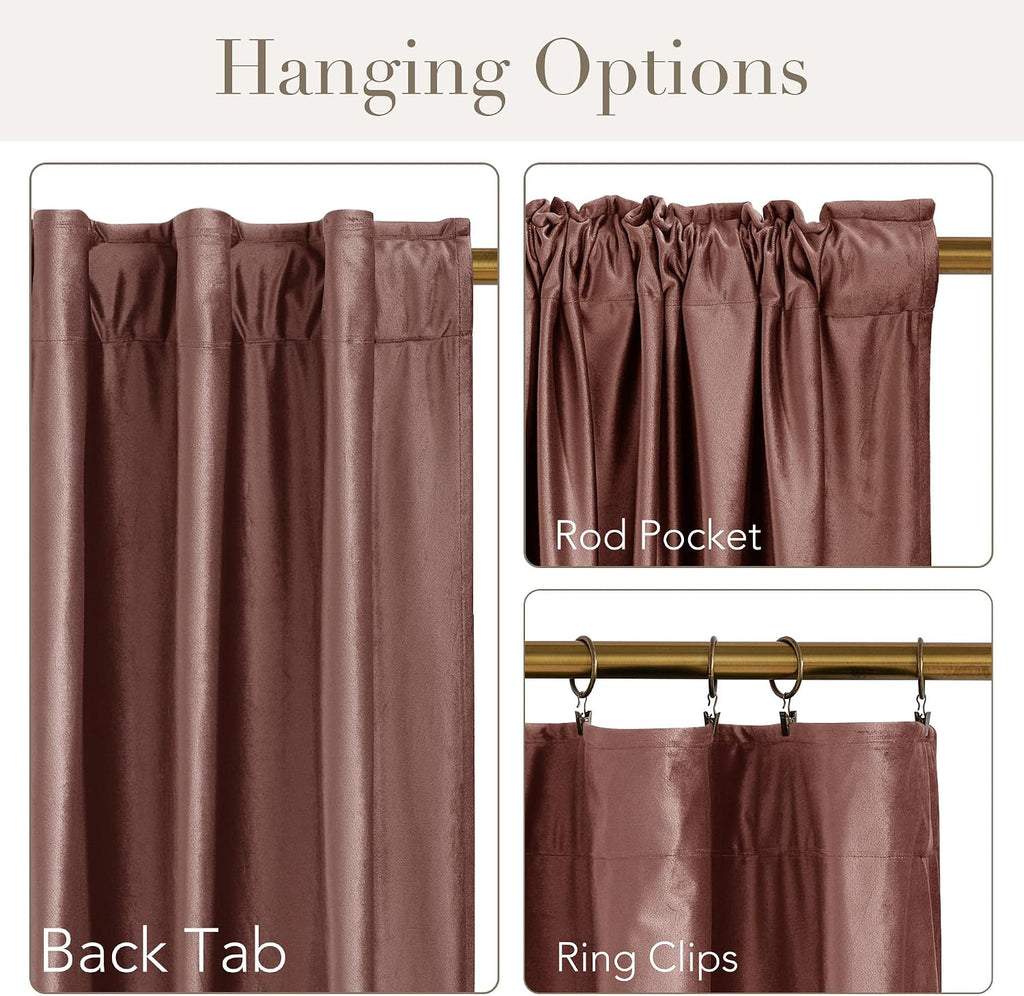 Nicetown Velvet Curtains Blackout for Girls Room, Rod Pocket & Back Tab Room Darkening Thermal Insulated Window Treatments Luxury for Livin…