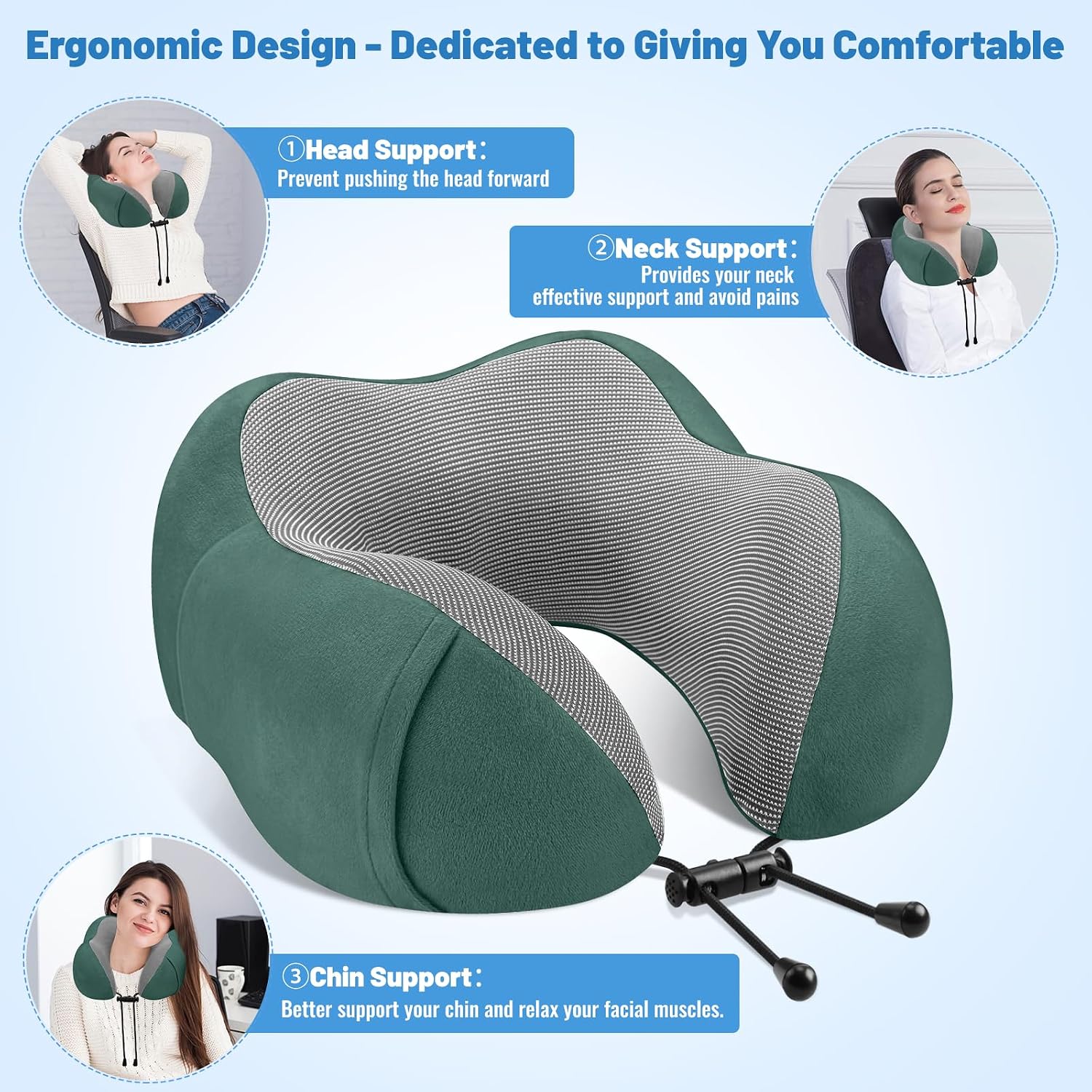 CloudBliss Travel Pillow Premium Memory Foam, Comfortable & Supportive Neck Pillow, Sleeping Neck Pillows for Travel, Airplane Pillow for…