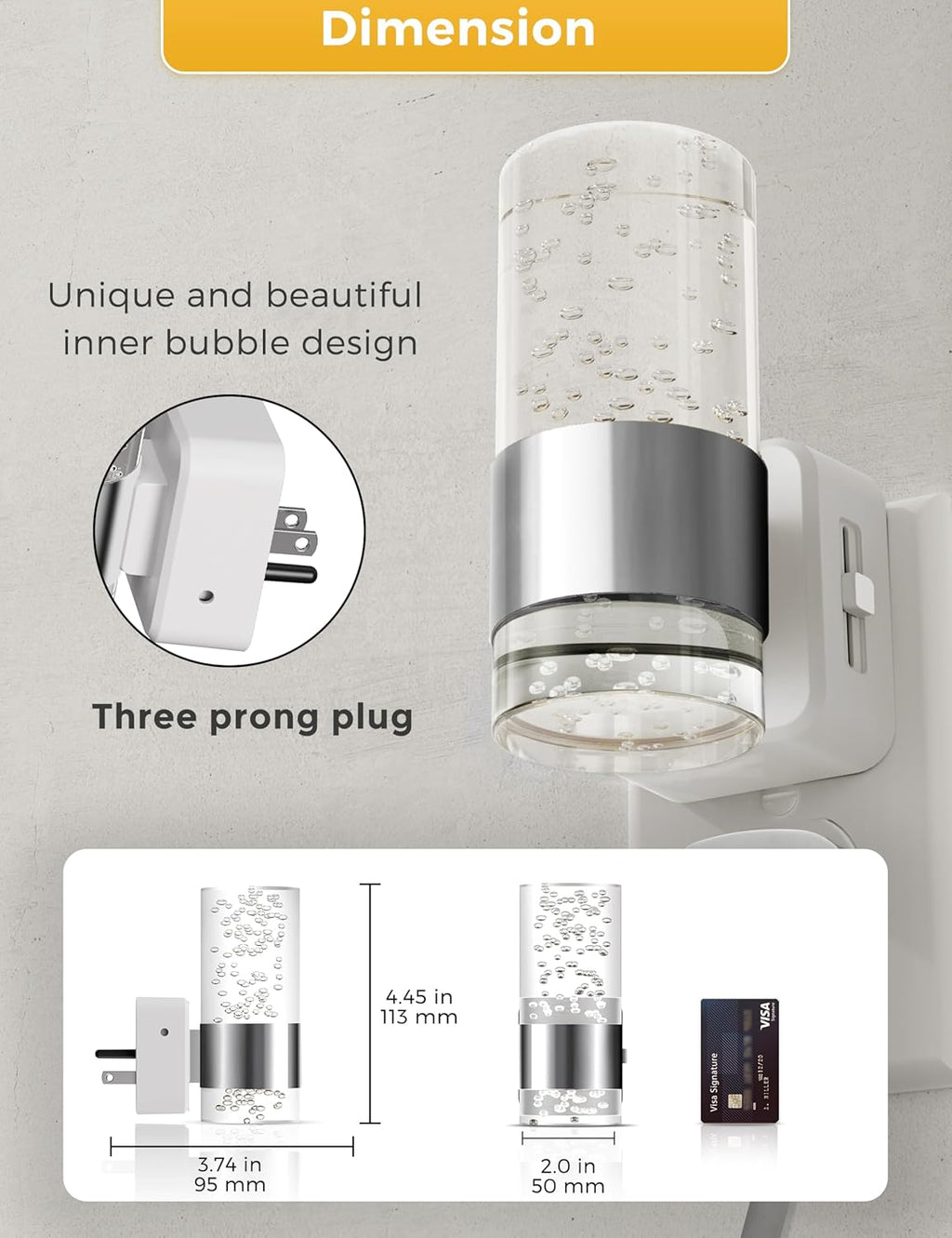 L LOHAS LED Night Light, Dimmable Night Lights Plug into Wall, 2 Pack Acrylic Nightlights with 0-100 LM Adjustable Brightness, Amber Plug…