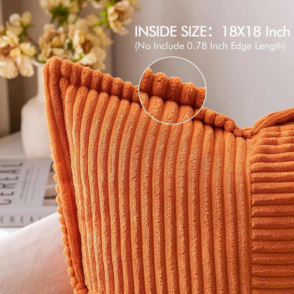 MIULEE Orange Decorative Throw Pillow Covers for Couch Bed Livingroom 18x18 Inch Set of 2 Boho Accent Throw Pllows Broadside Striped…