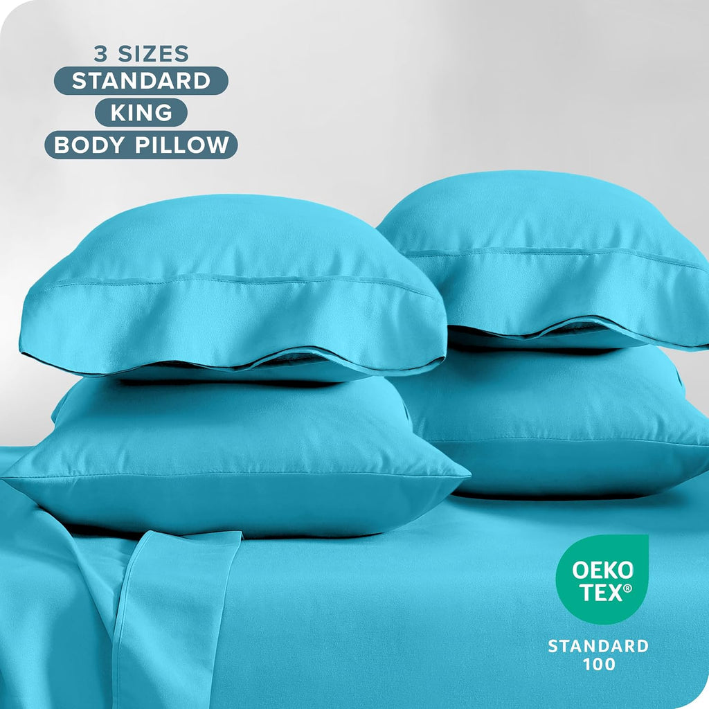 BareHome Bare Home Microfiber King Pillowcase Set of 4 - Aqua, 20x40