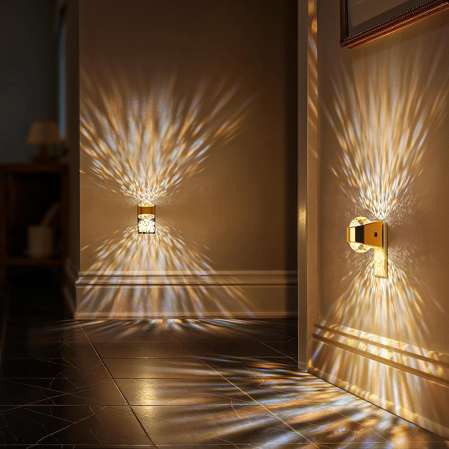 Briignite Night Light, Gold Night Lights Plug into Wall, LED Projector Night Light, Soft White for Bedroom, Dimmable Brightness Dusk to…