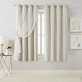 Bujasso Beige 80% Blackout Curtains with Sheer Overlay Mix and Match Double Layer Thermal Insulated Window Panels 63 inch for Living Room B…
