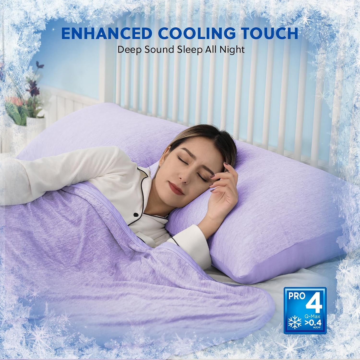 Homfine Cooling Pillowcases King Size - Double Side Q-Max 0.439 Cooling Fiber for Pillow Protector, Breathable Cold Pillow Cover for Hot Sl…