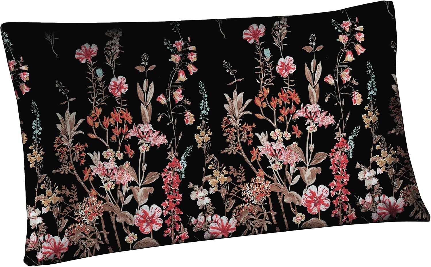 Mag 2 Pack Floral Pillowcases Queen Size 20"x30", Black Pillow Covers with Pink Botanical Flowers, Soft Microfiber Bedroom Pillow Shams for…