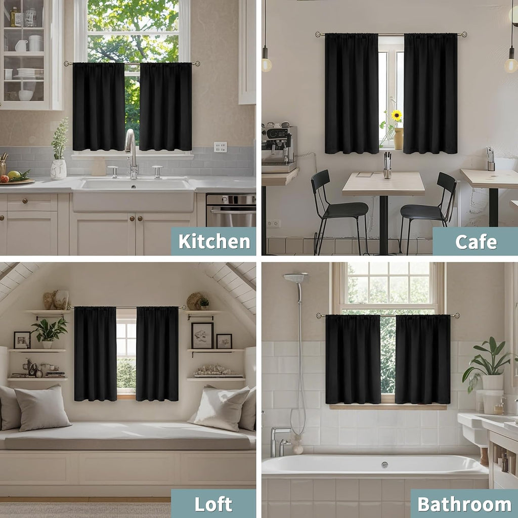 BGment Short Blackout Curtains for Kitchen 30 Inch Long, Bedroom Curtains for Small Window Thermal Insulated Full Room Darkening…