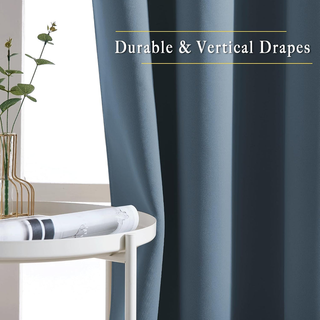 Nicetown Blackout 72 inch Curtains for Kids Room, Grommet Room Darkening Thermal Insulated Solid Window Treatments Sound Reducing for Bedro…