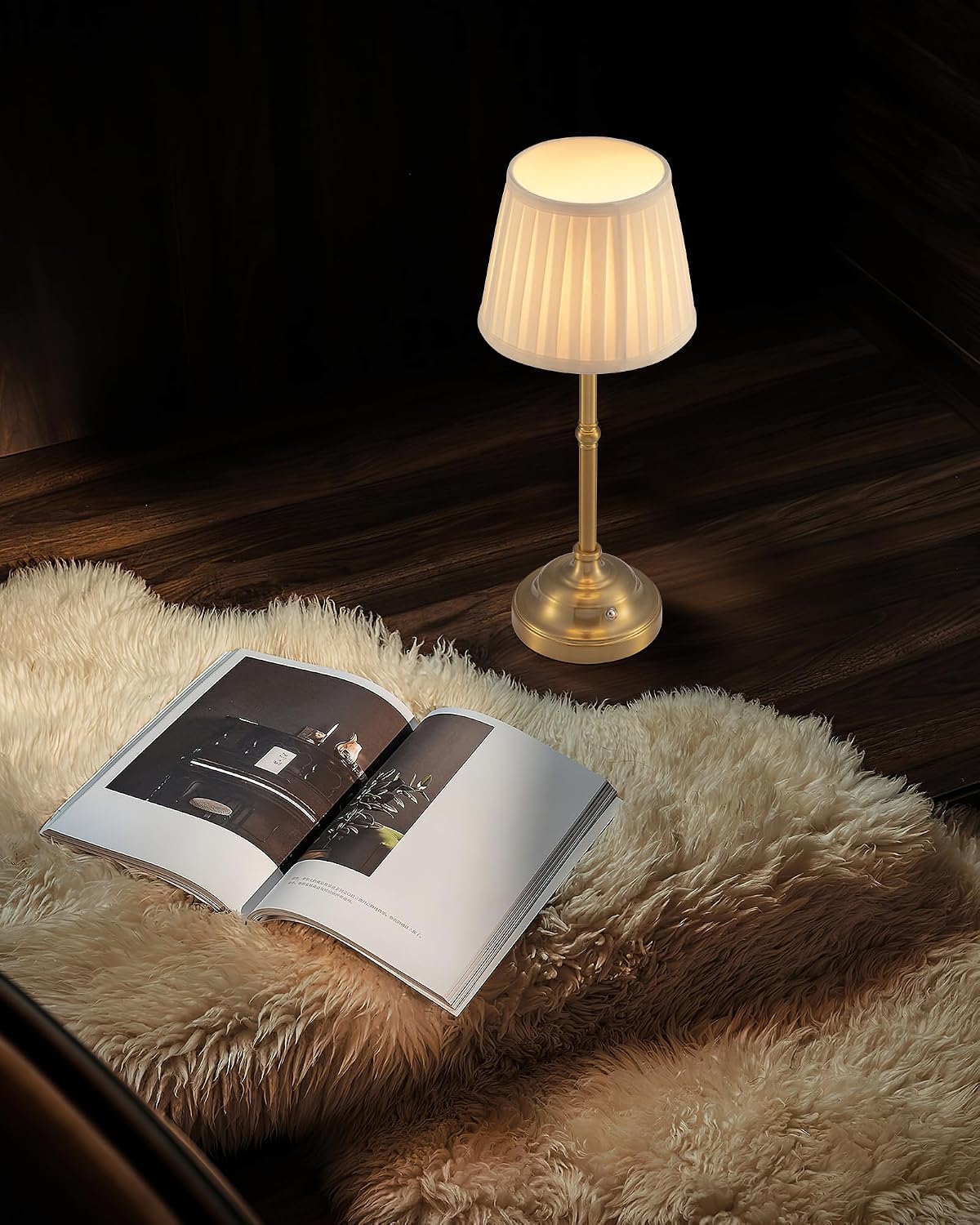 KDG Portables Cordless Table Lamp, Fabric Shade Desk Lamp, 4000mAh Rechargeable Battery Powered Lighting, Dimmable Light for Dining Room…