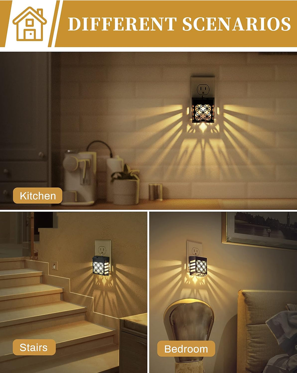 DORESshop Plug in Night Light [4 Pack], Night Lights Plug Into Wall, Dusk to Dawn Sensor, Adjustable Brightness, Decorative Nightlight…
