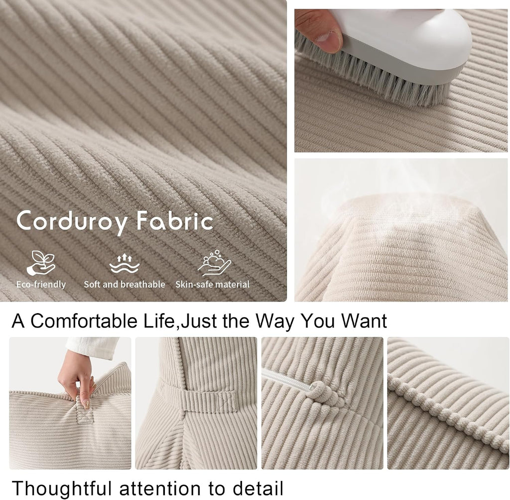 Pat. Pend. Corduroy Lumbar Support Back Pillow for Watching TV, Reading & Gaming, Ergonomic Triangle Support Cushion for Sofa, Armchair &…