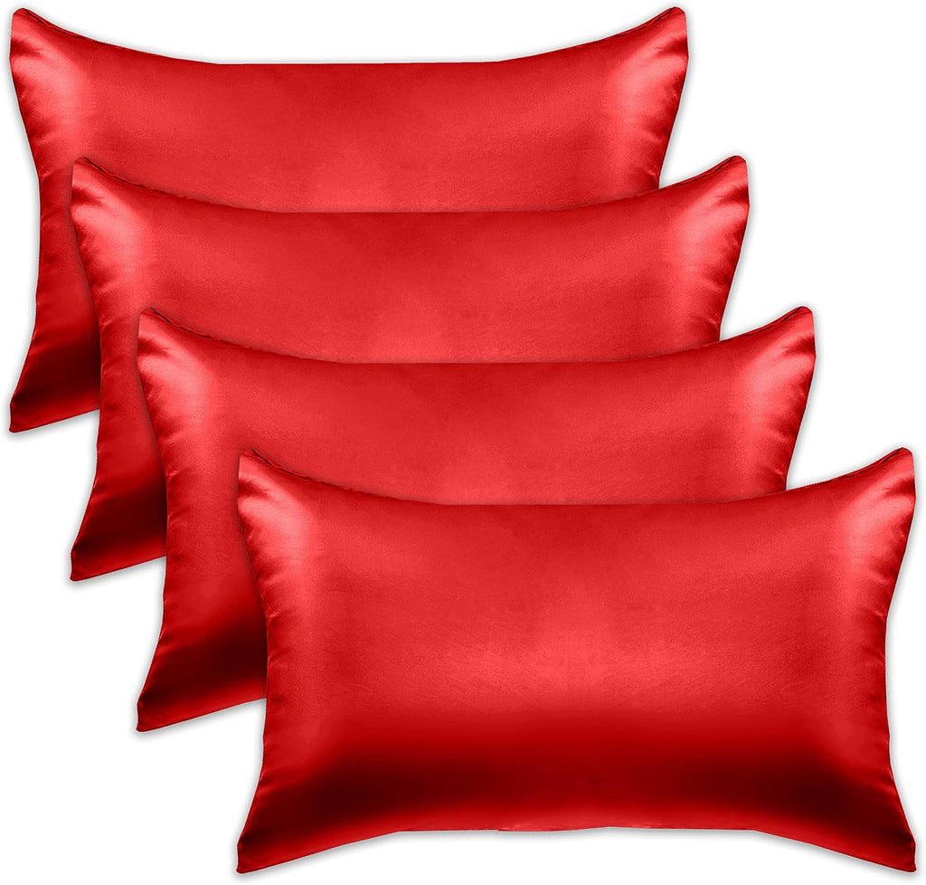 Elegantcomfort Elegant Comfort 4-Pack Cooling Viscose Satin Pillowcase Set with Hidden Zipper Closure, Silky Smooth for Hair and fabric…