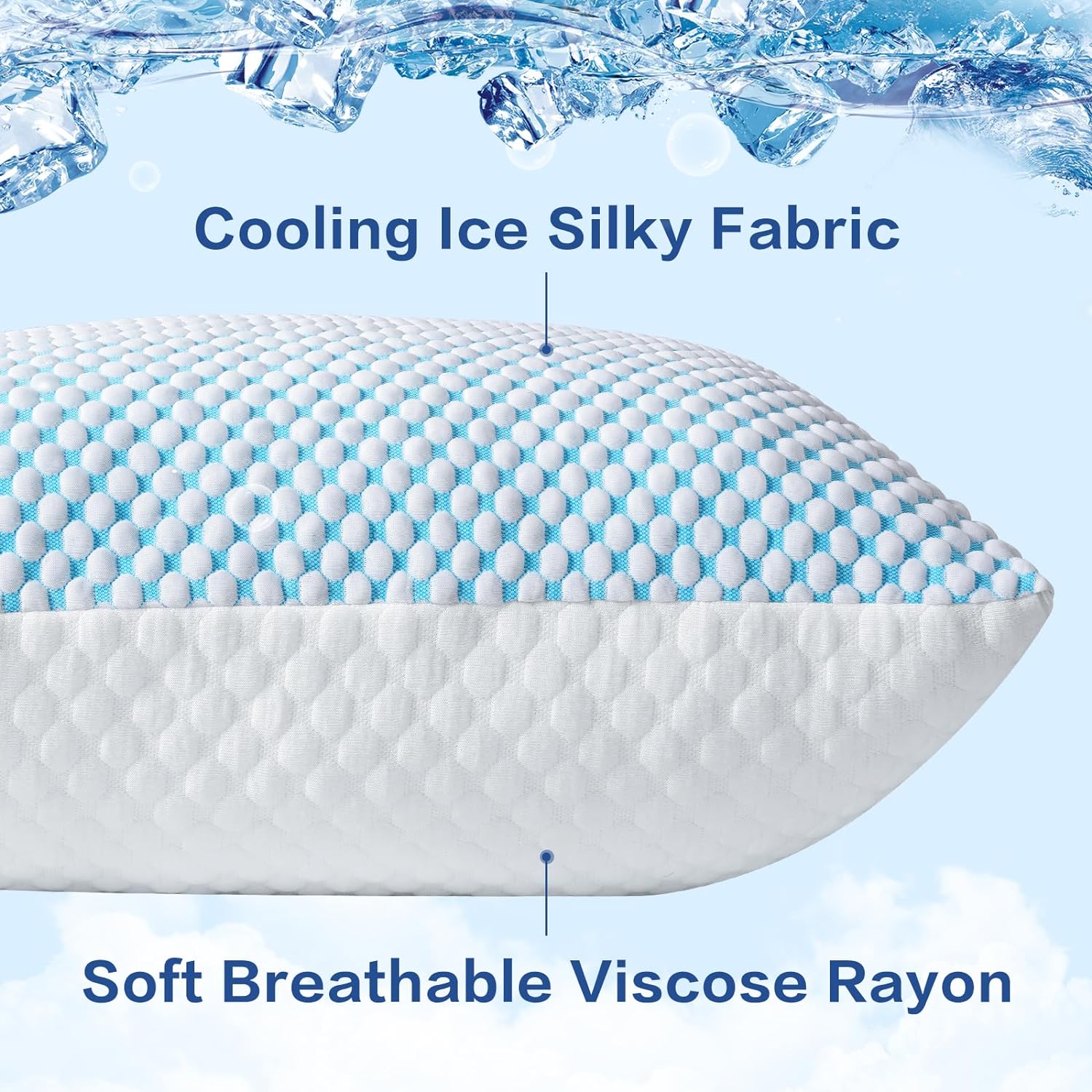 EASELAND Firm Pillows Shredded Memory Foam with Adjustable Fill - Standard Size Set of 2, Removable Cooling Cover for Hot Sleepers, Cool…