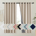 NICETOWN Oatmeal Vintage Open Linen Weave Flax Thermal Curtains, 100% Blackout Curtains 63" Long for Dining Room, Soundproof Window…