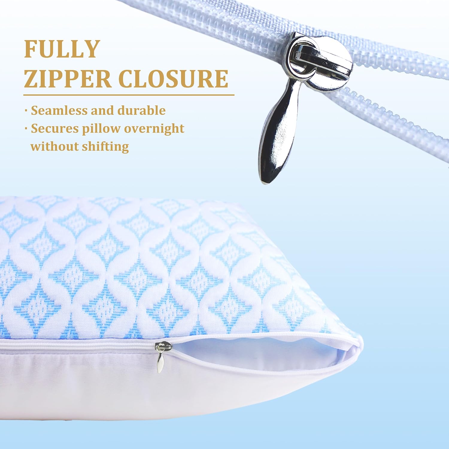 Safe and Sound Cooling Waterproof Pillow Protectors (20x36'') - Breathable Cool Zipped Pillow Cover - PE + Polyester for Summer, Oeko-TEX…