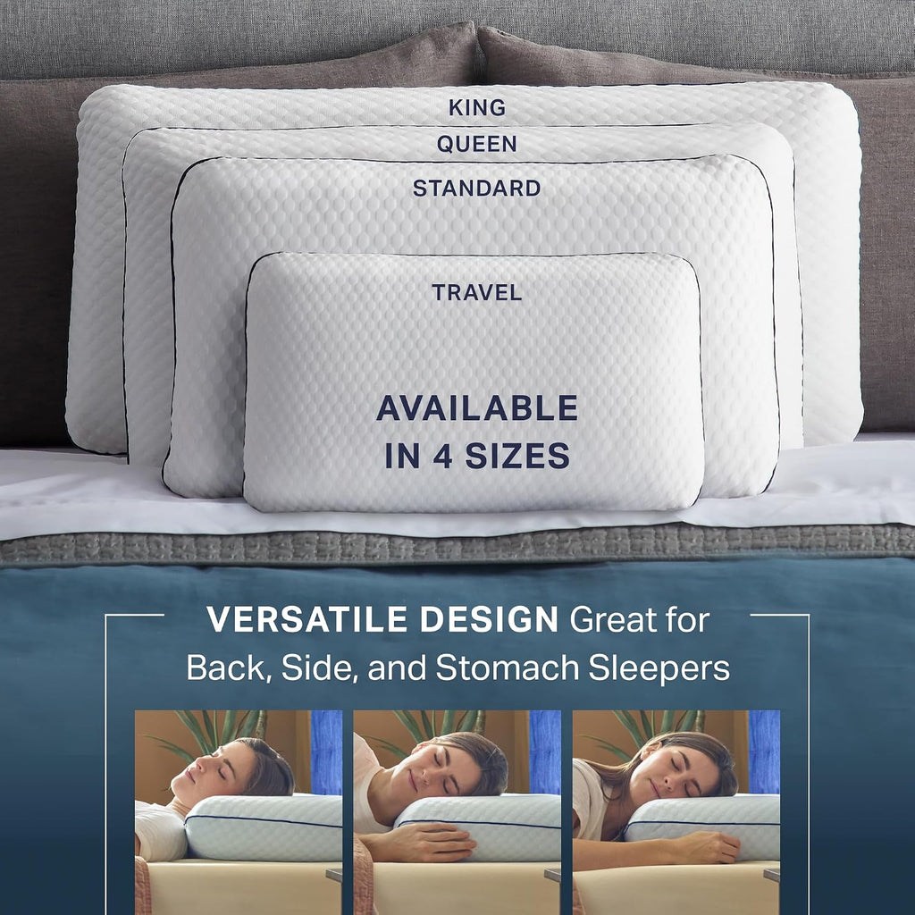 WEEKENDER Gel Memory Foam Pillow - Queen Size - 2-Pack - Medium Firm Feel - Neck & Shoulder Support - For Back & Side Sleepers - Home…