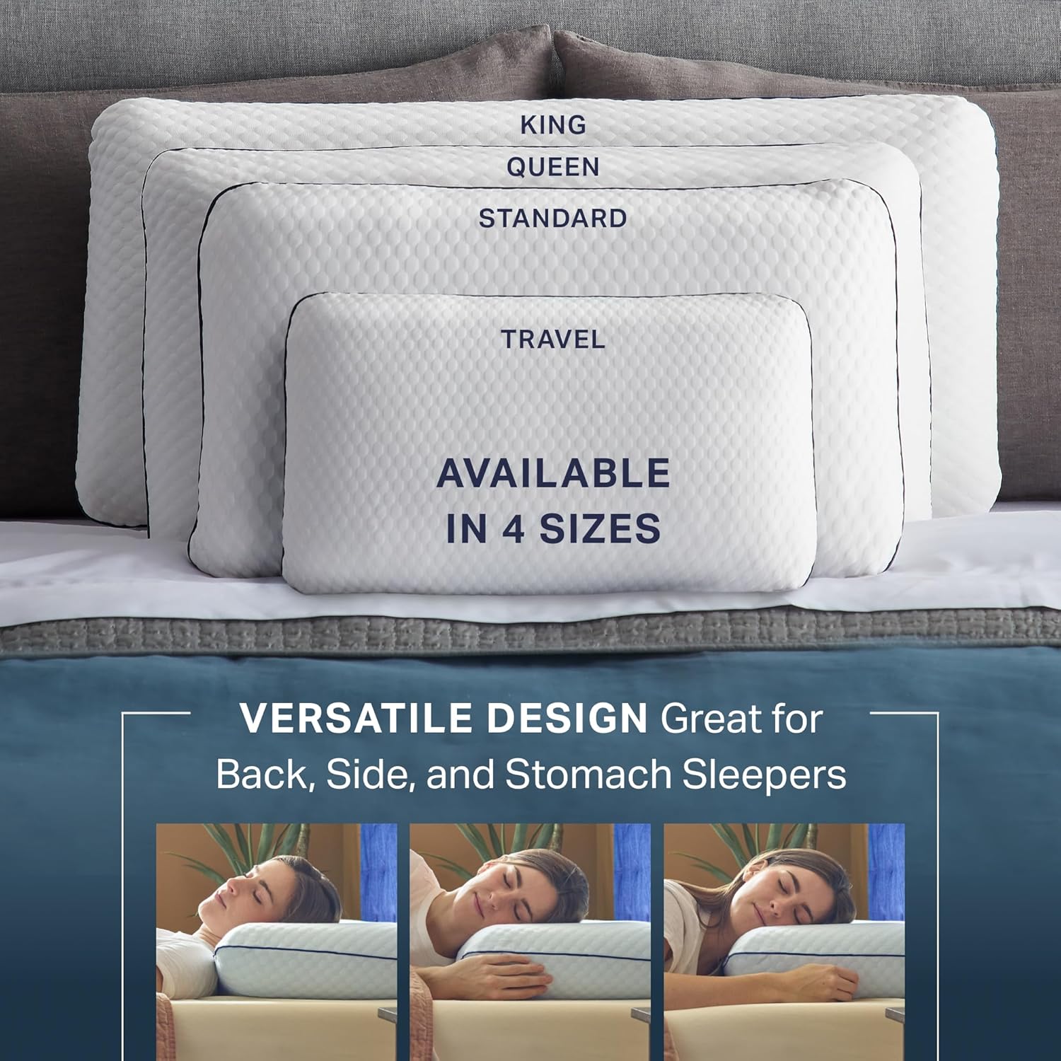 WEEKENDER Gel Memory Foam Pillow - Standard Size - 2-Pack - Medium Firm Feel - Neck & Shoulder Support - For Back & Side Sleepers - Home…