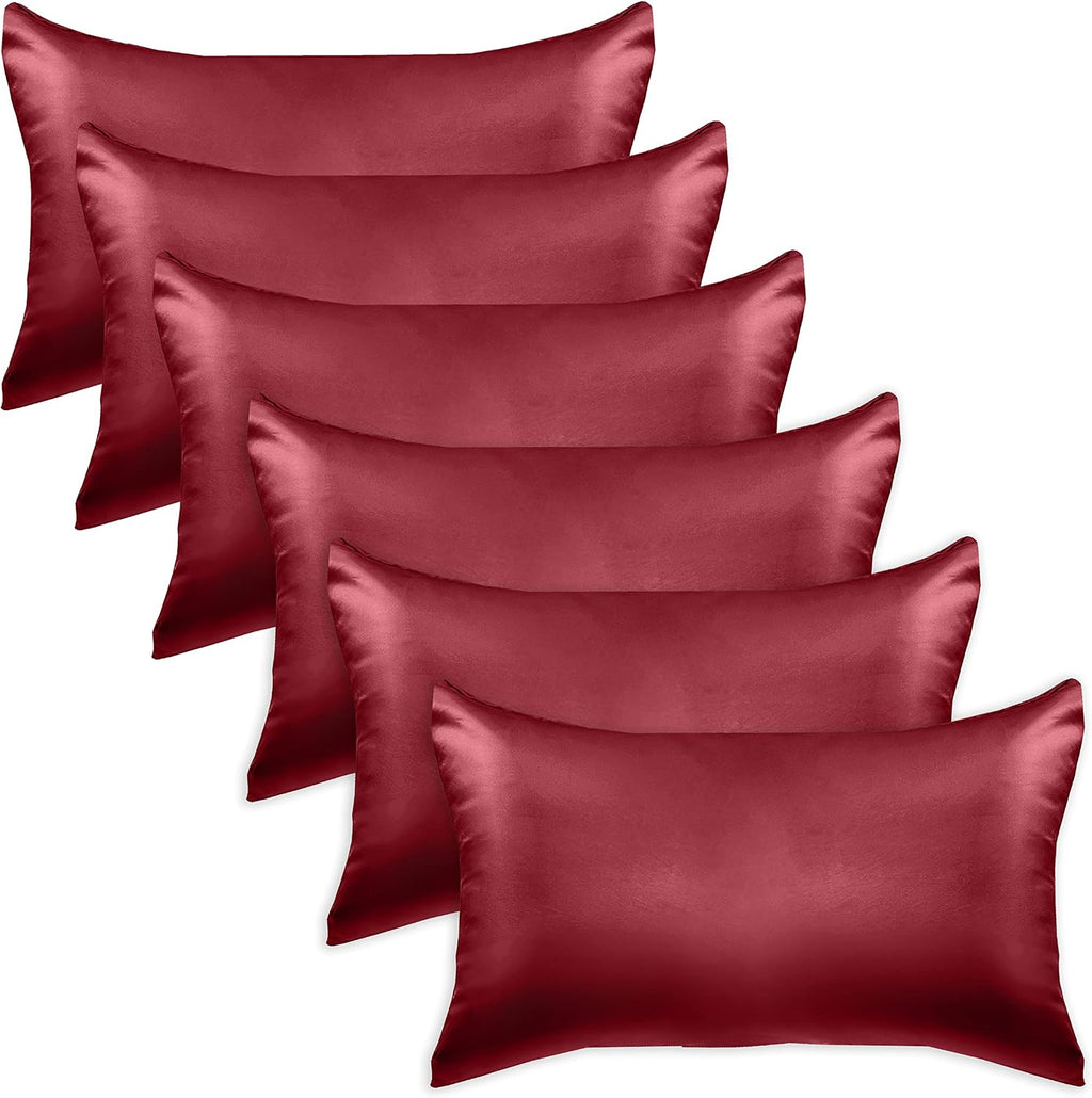 Elegantcomfort Elegant Comfort 6-Pack Cooling Viscose Satin Pillowcase Set with Hidden Zipper Closure, Silky Smooth for Hair and fabric…
