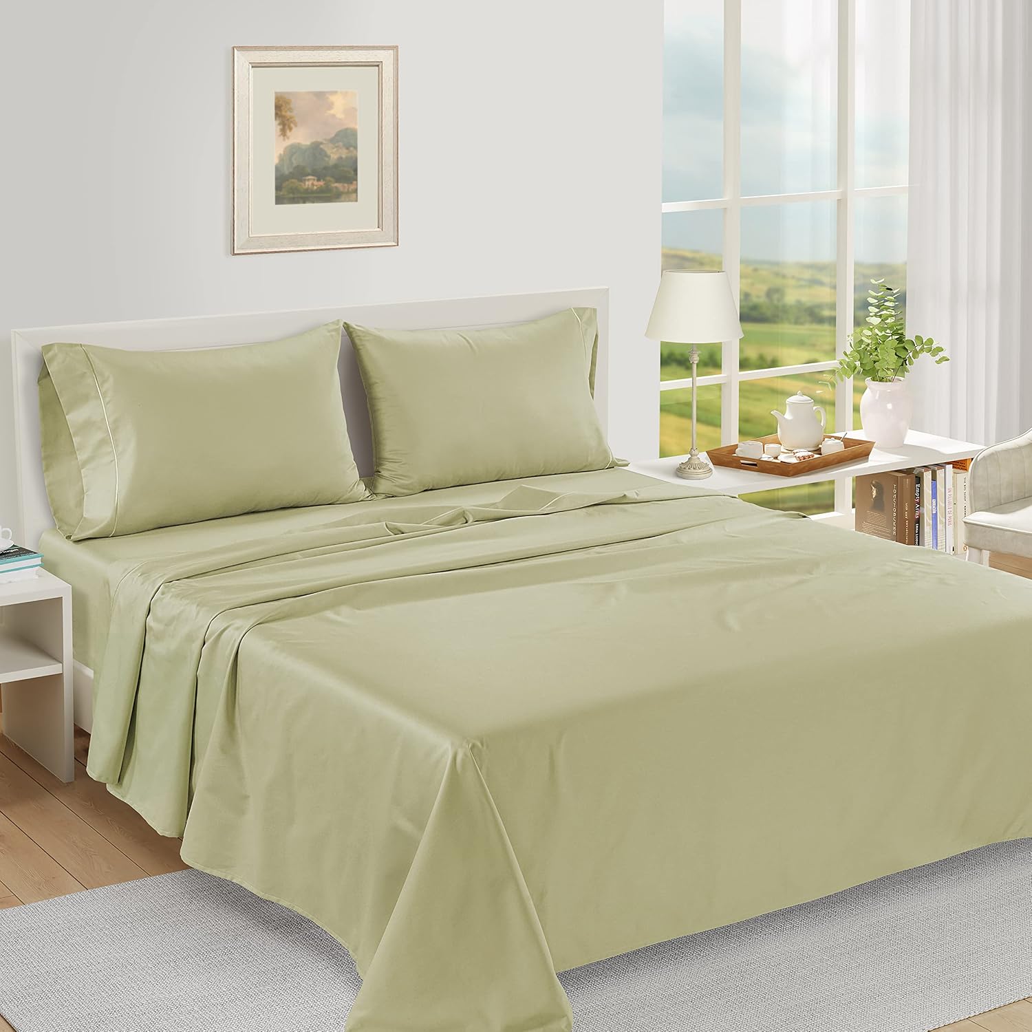 LaneLinen LANE LINEN Queen White Pillow Cases Set of 2, 100% Egyptian Cotton Cases, Sateen - Perfect for Home, Hotels & Hospital Use, Stand…