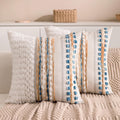 Boho Chenille Tufted Couch Throw Pillow Covers 18x18 Inch Set of 2 Farmhouse Striped Decorative Pillow Covers Accent Neutral Pillowcase…