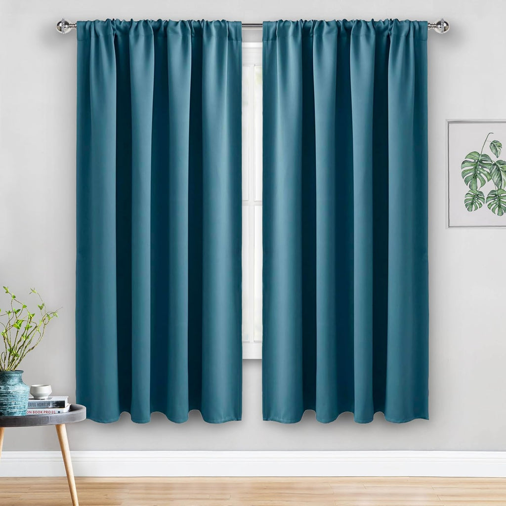 Jiuzhen Blackout Curtains for Bedroom - Thermal Insulated Room Darkening Noise Reducing, 52 x 63 Inch Length Curtains for Living Room, Set…