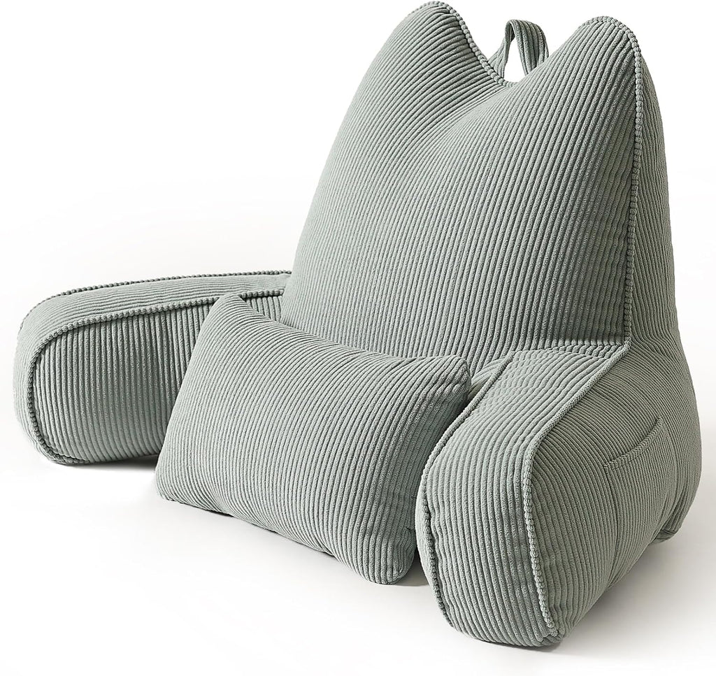 Ailuteie Patented Design Cat Ear Inspired Corduroy Reading Pillow with Arms, Aesthetic Bed Rest Pillow for Sitting in Bed, Detachable Lumba…
