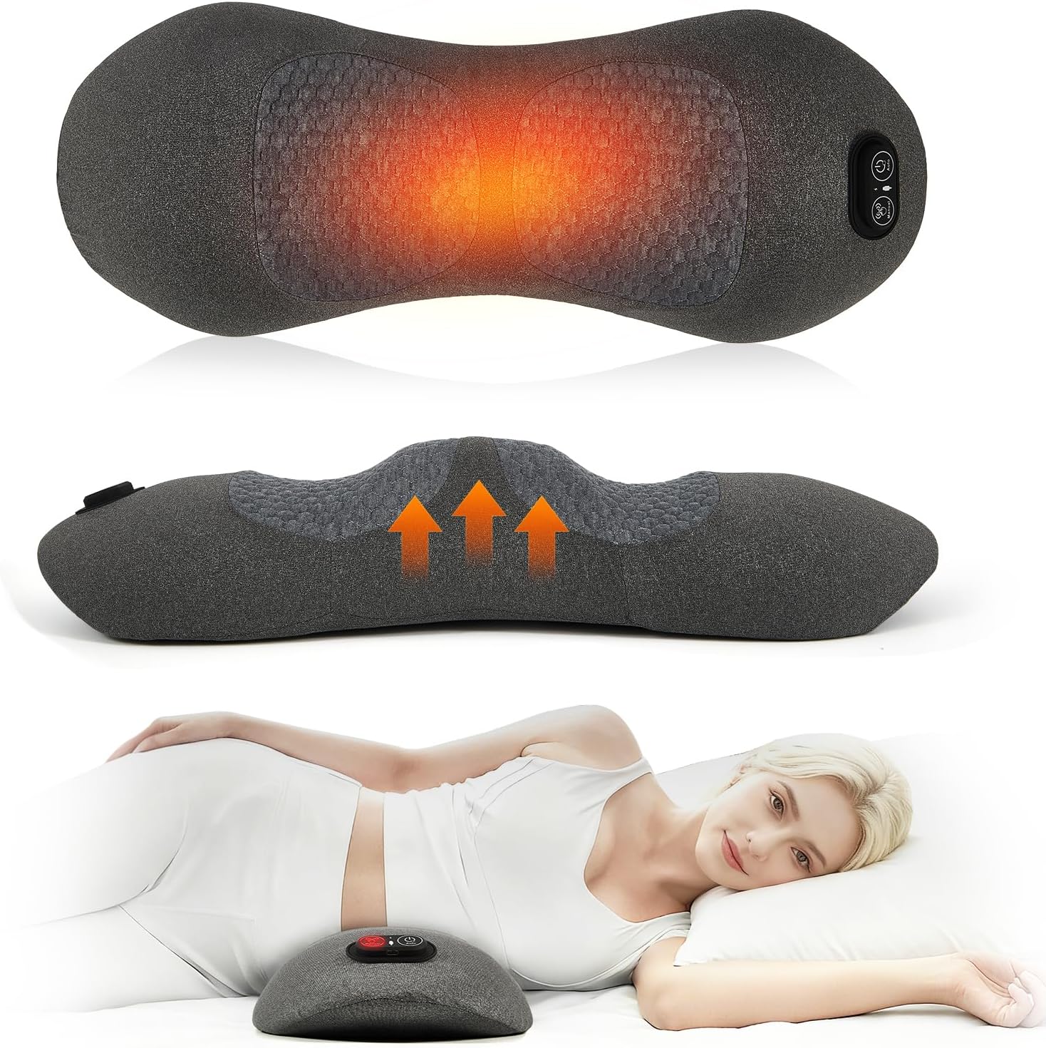 Famkcy Smooth Spine Triple Fusion Back Massager with Heat - Sciatica & Spine Decompression Device, Deep Tissue Massager for Lower Back Pain…